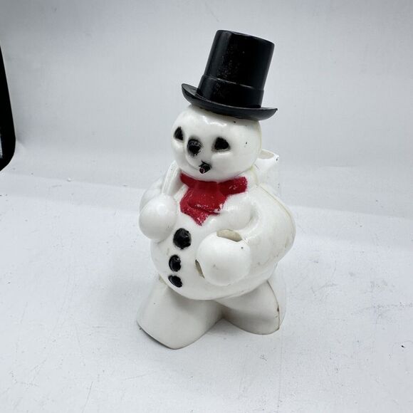 Vintage Rosbro Hard Plastic Snowman w/Pipe 5” Christmas Decor Kitsch 1950's - Picture 2 of 7